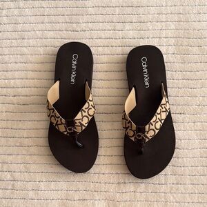 Calvin Klein Women's Black and Tan Sandals